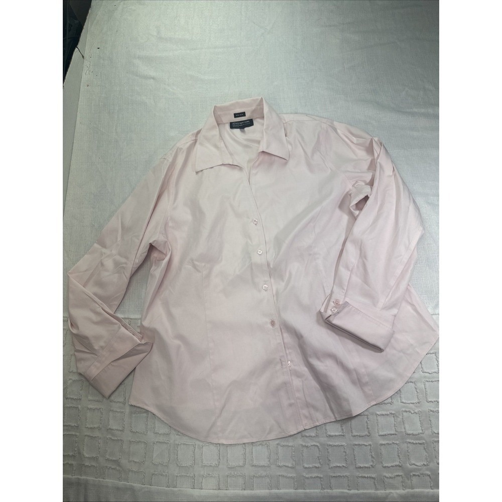 Jones New York Collection Dress Shirt Womens 16 Pink Non Iron Collared Button Up